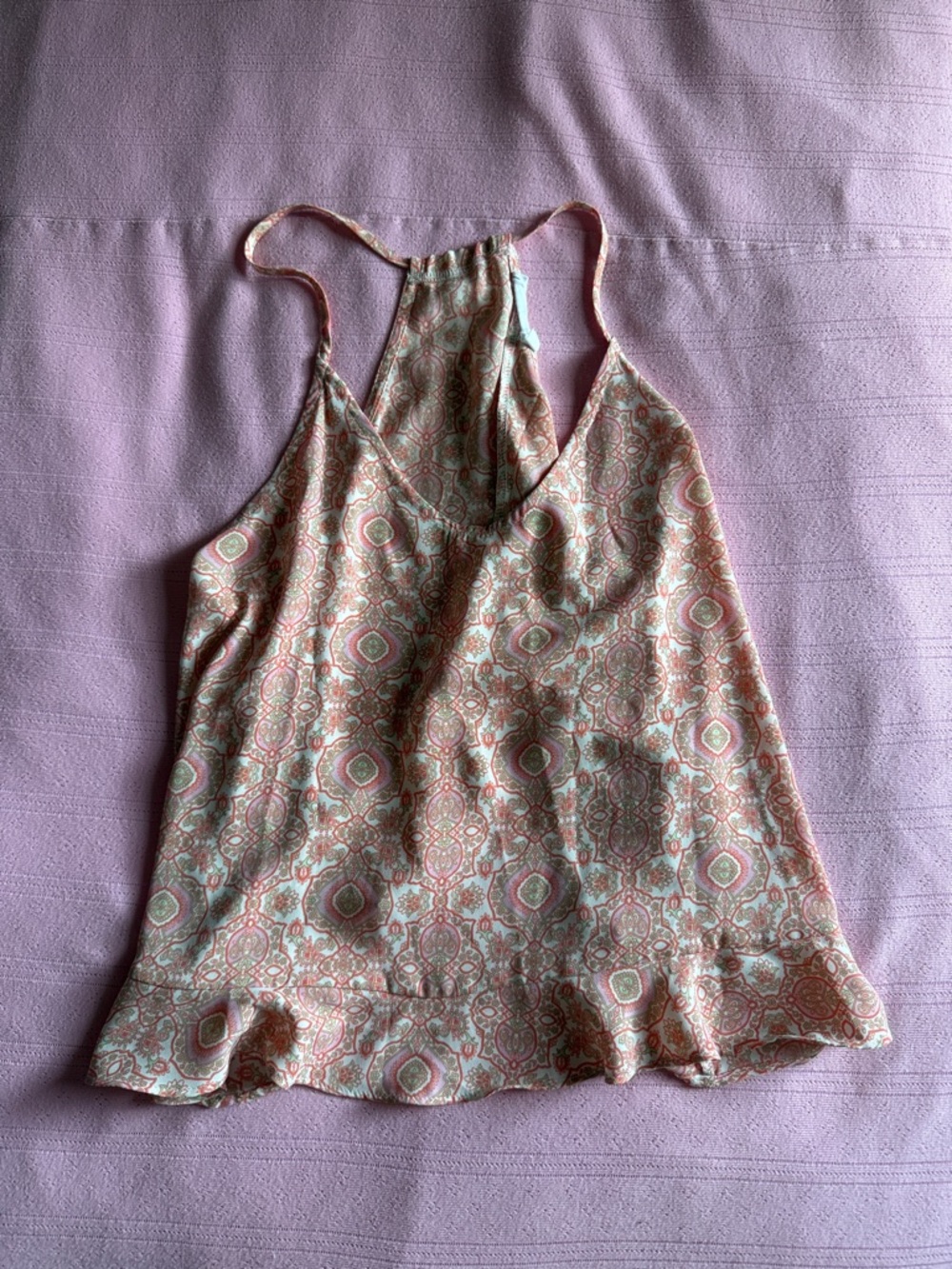 Lush Pink and Cream Printed Racerback Camisole